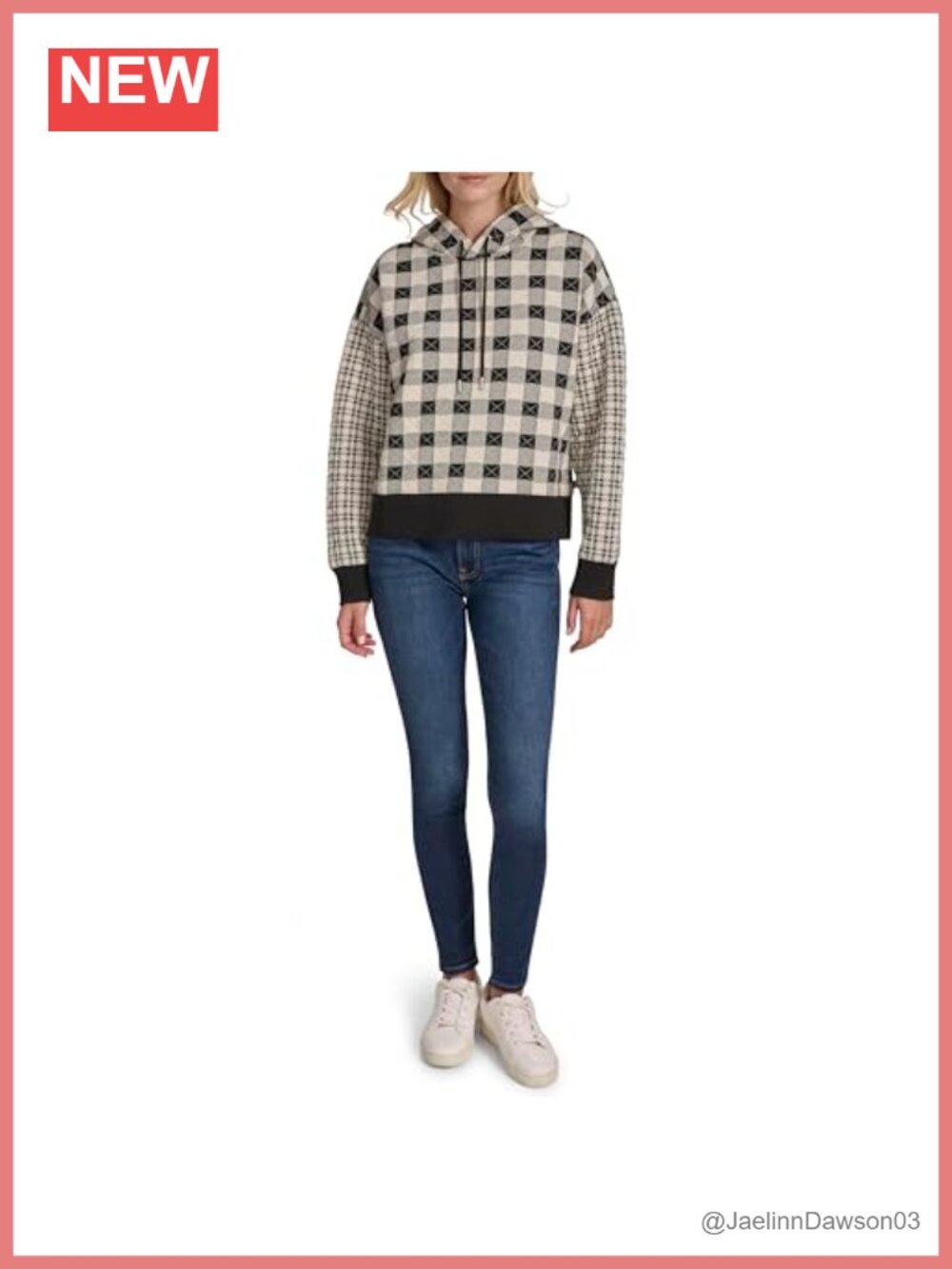 Long Sleeve Plaid Quilted Hoodie Sweatshirt Pullover